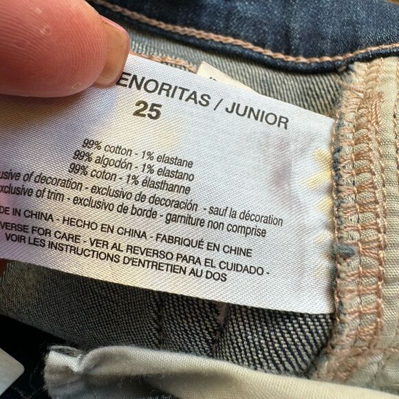 Ella Moss Juniors High Waist Straight Leg Ankle Blue Jean Size 25 Embroidered - Picture 10 of 10